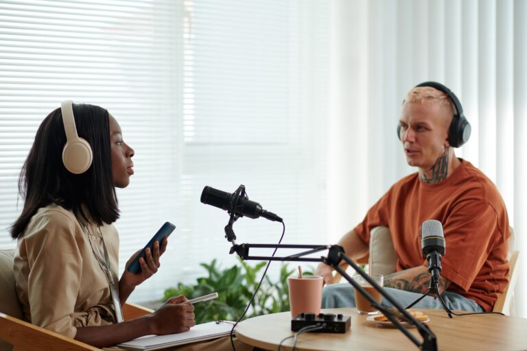 Podcasters talking